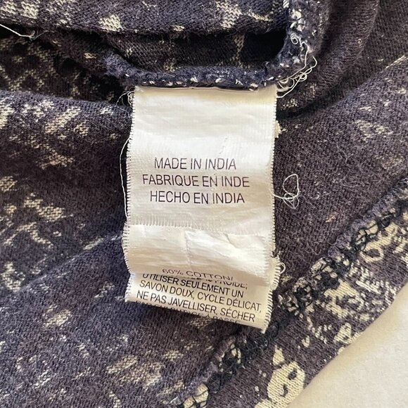 Lucky Brand Shirt Womens XL Black & White 3/4 Sleeve Boho Style - Picture 4 of 4